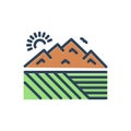 Color illustration icon for Extensive, valley and canyon