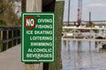 An extensive list of actions forbidden on the dock area are shown.