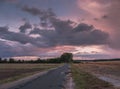 Red clouds over the plain.