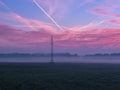 Red clouds over the plain.