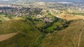 Extensive rural landscape with patches of fields, orchards and hedges Royalty Free Stock Photo