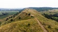 Extensive rural landscape with patches of fields, orchards and hedges Royalty Free Stock Photo