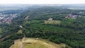 Extensive rural landscape with patches of fields, orchards and hedges Royalty Free Stock Photo