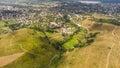 Extensive rural landscape with patches of fields, orchards and hedges Royalty Free Stock Photo