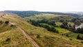 Extensive rural landscape with patches of fields, orchards and hedges Royalty Free Stock Photo