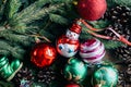 Extensive series of holiday shots with a variety of props and backgrounds. Lots of copyspace for ads. Christmas presents on wooden Royalty Free Stock Photo