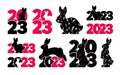 An extensive set of 2023 logos with rabbits. Flat illustration isolated on white background Royalty Free Stock Photo