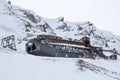 Exterior of an abandoned Arctic coal mine buildings in Longyearbyen, Spitsbergen (Svalbard). Norway. Royalty Free Stock Photo