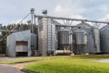 Exterior of Agricultural Silo building with storage tanks for agricultural crops processing plant.