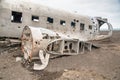 Exterior of airplane, wreckage from an airplane crash in Iceland on Solheimasandur black sand beach Royalty Free Stock Photo