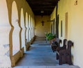 Exterior arched walkway at a mission in California Royalty Free Stock Photo