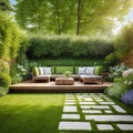 The exterior of a back garden patio area with wood