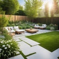 The exterior of a back garden patio area with wood