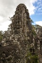 Exterior of the Bayon temple with gargantuan faces, Angkor Thom, Angkor, Cambodia