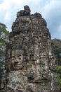 Exterior of the Bayon temple with gargantuan faces, Angkor Thom, Angkor, Cambodia