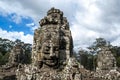 Exterior of the Bayon temple with gargantuan faces, Angkor Thom, Angkor, Cambodia