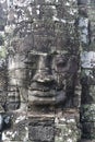 Exterior of the Bayon temple with gargantuan faces, Angkor Thom, Angkor, Cambodia