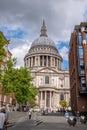 Exterior of beauitful Saint Paul`s Cathedral in London