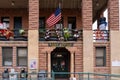 Exterior of the Bisbee Arizona Post Office, decorated for Christmas Royalty Free Stock Photo