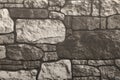 Exterior black and white stone brick Wall, brick wall texture background. Old vintage brick wall pattern Royalty Free Stock Photo