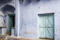 Exterior of blue houses in Bundi, Rajasthan, India Royalty Free Stock Photo