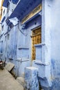 Exterior of blue houses in Bundi, Rajasthan, India Royalty Free Stock Photo