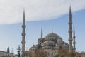 Exterior of Blue Mosque, or Sultan Ahmed Mosque, against blue sky in Istanbul, Turkey Royalty Free Stock Photo