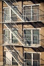 Exterior of a building with old fire escape in New York City Royalty Free Stock Photo