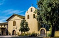 Exterior at a California mission in early morning sunlight