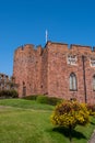 The exterior of the castle with flagpole and union flag Shrewsbury Shropshire September 2020 Royalty Free Stock Photo