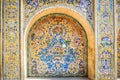 Exterior ceramic tilework art at the Golestan palace. Royalty Free Stock Photo