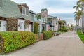 Exterior of charming homes in Long Beach California on palm tree lined streets