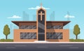 Exterior church building, front view. Royalty Free Stock Photo