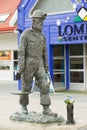 Exterior of the coal mine worker statue at the street of Longyearbyen, Norway
