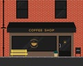 Exterior coffee shop brick texture flat design