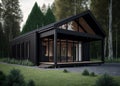 exterior concept sketch of a modern minimalist cozy house with garden in forest Generative AI Royalty Free Stock Photo