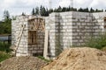 exterior of country house under construction. Site on which th