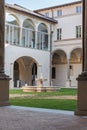 Exterior Courtyard with Arches and Columns of the Stuard Gallery in Parma, Italy
