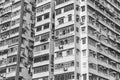 Exterior of crowded high rise residential building in Hong Kong city