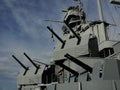 Day exterior detailed view of guns on the Battleship Alabama 