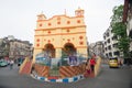 Exterior of decorated Durga Puja pandal, at Kolkata, West Bengal, India. Royalty Free Stock Photo