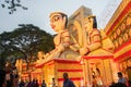 Exterior of decorated Durga Puja pandal, at Kolkata, West Bengal, India. Royalty Free Stock Photo