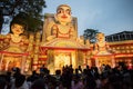 Exterior of decorated Durga Puja pandal, at Kolkata, West Bengal, India. Royalty Free Stock Photo