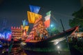 Exterior of decorated Durga Puja pandal, at Kolkata, West Bengal, India. Royalty Free Stock Photo