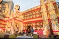 Exterior of decorated Durga Puja pandal, at Kolkata, West Bengal, India. Royalty Free Stock Photo