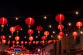 Exterior of decoration Chinatown Central Plaza neon lights of building in Los Angeles, California