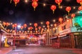 Exterior of decorationChinatown Central Plaza neon lights of building in Los Angeles, California