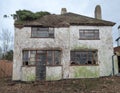 Exterior of derelict house built in 1930s deco style, Rayners Lane, Harrow UK