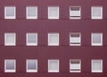 Exterior Design Concept : Abstract image row of closed and opened windows decorate on red wall of building.