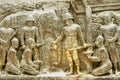 Exterior detail of the Don Chedi monument bas-relief decoration in Suphan Buri, Thailand.